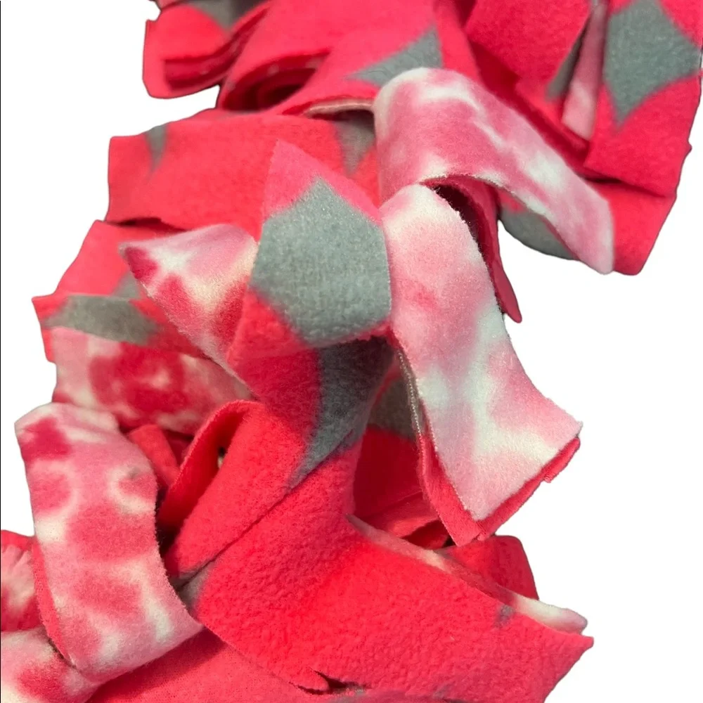 Girls Fringe Pink/Grey Scarf